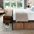 JOM King Size Bed Frame with Headboard, Storage, No Box Spring Needed