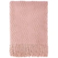 thumbnail image 1 of Textured Solid Soft Sofa Throw Couch Cover Knitted Decorative Blanket, 50" x 60" (Pink, 50"x60"), 1 of 8