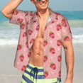 thumbnail image 4 of Uemuo Strawberries Printed Regular Fit Short Sleeve Casual Hawaiian Shirt for Men,Aloha shirt,Tropical shirt,Floral print shirt,Vacation Beach shirt-3X-Large, 4 of 9