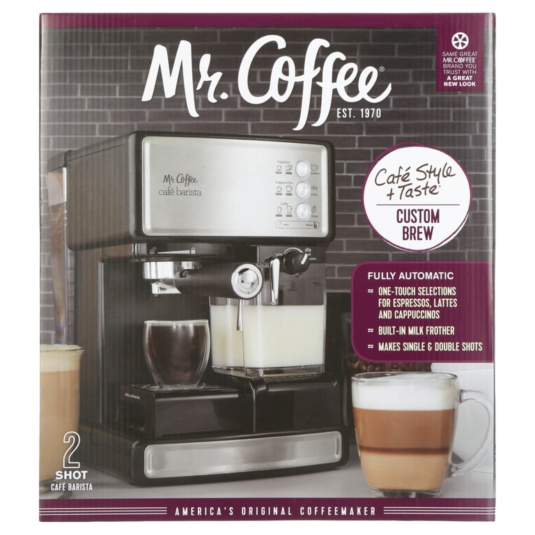 Mr. Coffee Cafe Barista Espresso Latte Cappuccino Machine Automatic Single Shot Maker Black Silver Walmart