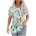 thumbnail image 1 of Pisexur Hauts pour Femmes, Hauts de Sortie pour Femmes, Hauts d'Entraînement pour Femmes, T-shirt à Manches Courtes Imprimé Mode Quotidienne Col Rond Vert,G, 1 of 6