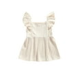 thumbnail image 3 of Douhoow Summer Infant Baby Girls Dress Casual Solid Princess Square Collar Fly Sleeve Dress, 3 of 8