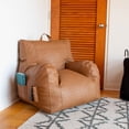 thumbnail image 6 of Big Joe Dorm Bean Bag Chair with Drink Holder and Pocket for Teens and Kids, Caramel Vegan Leather, Kids and Teens, 3 foot Gaming and Reading Nook Seat, Refillable, 6 of 8