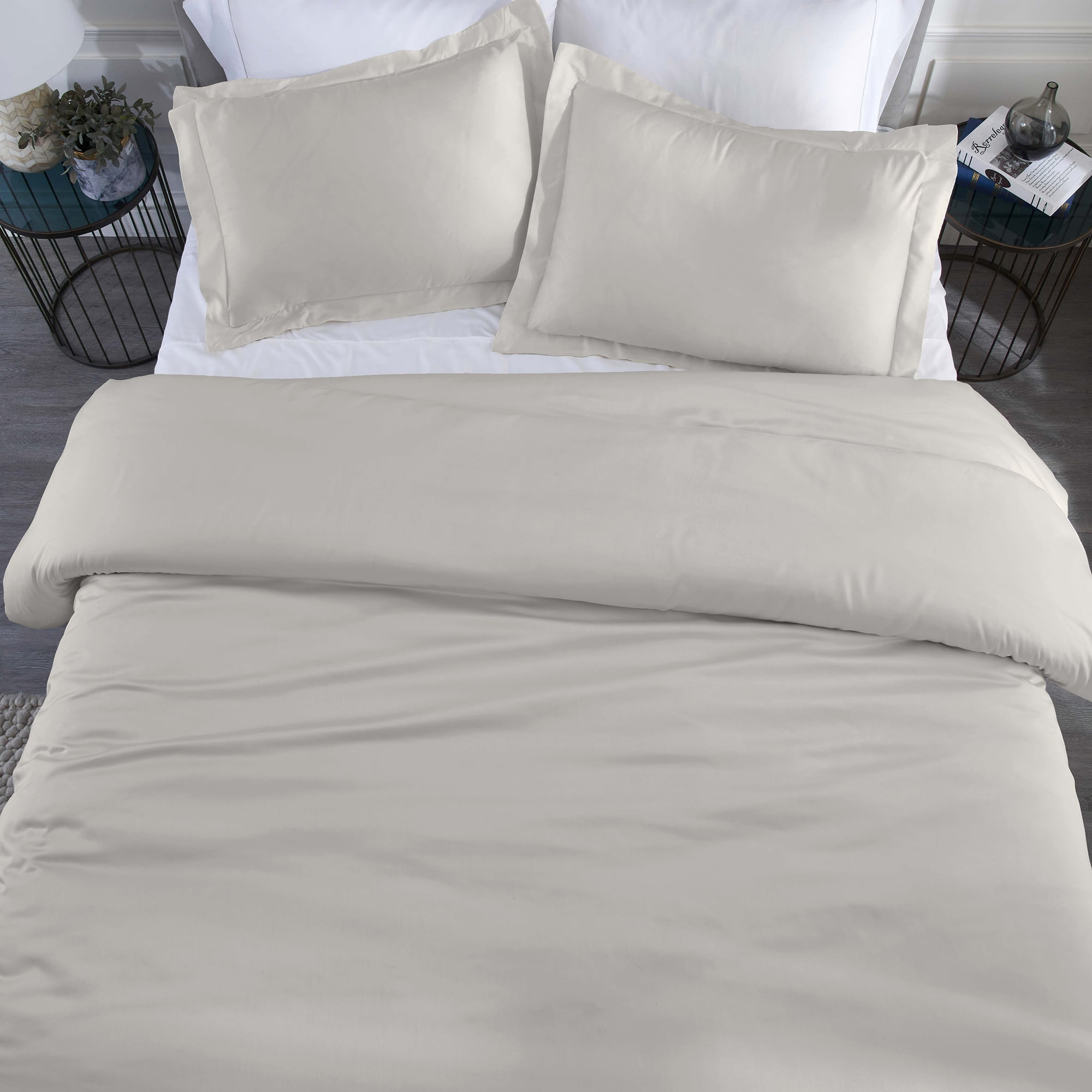 Superior Modal From Beechwood 400TC Grey Duvet Cover Set, Full/ Queen