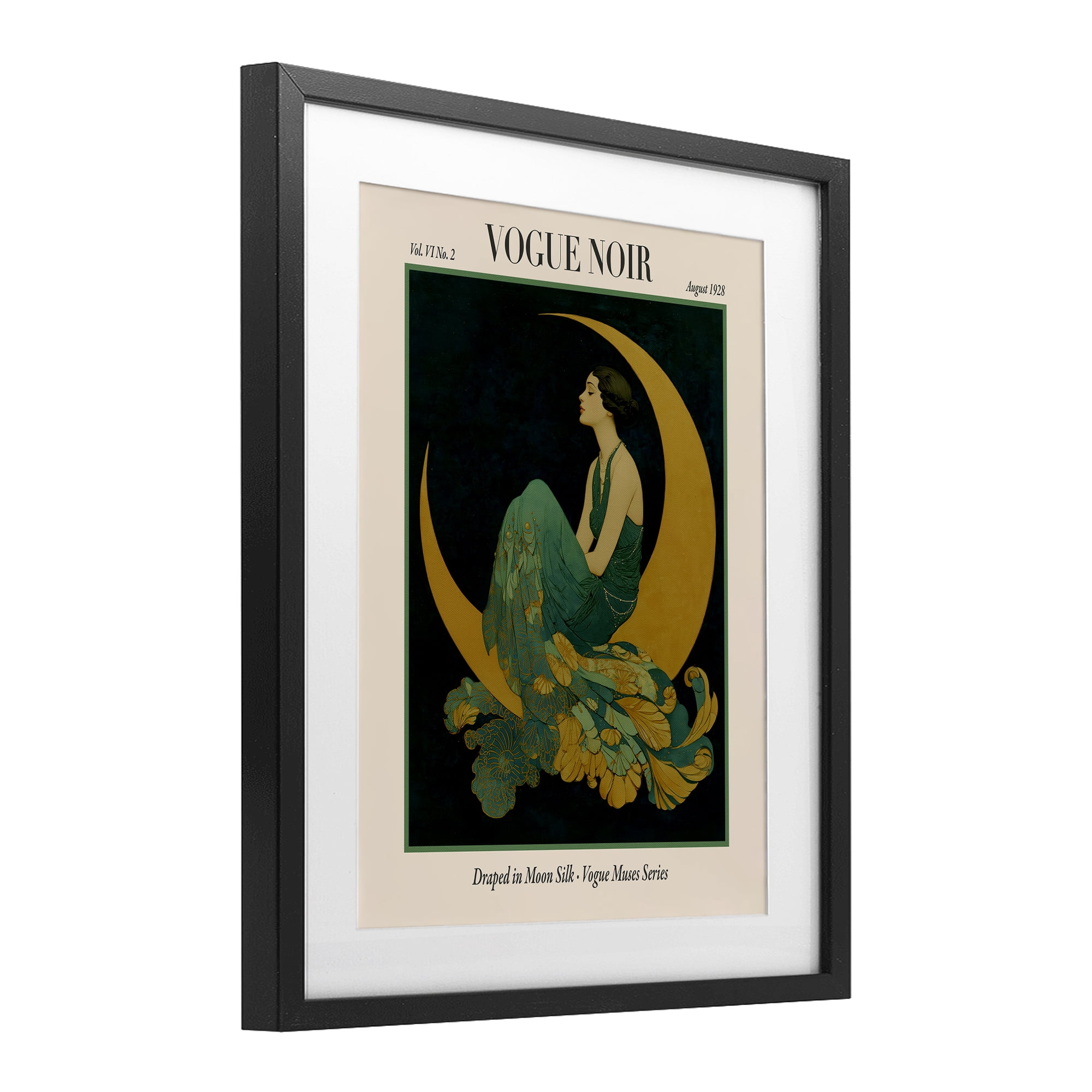 Stupell Industries Draped In Moon Silk Black Framed Print Under Glass, design by A Barefoot Stylist