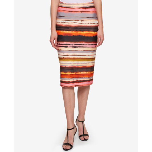 Tommy Hilfiger Sunset Stripe Pencil Skirt Red Multi 2