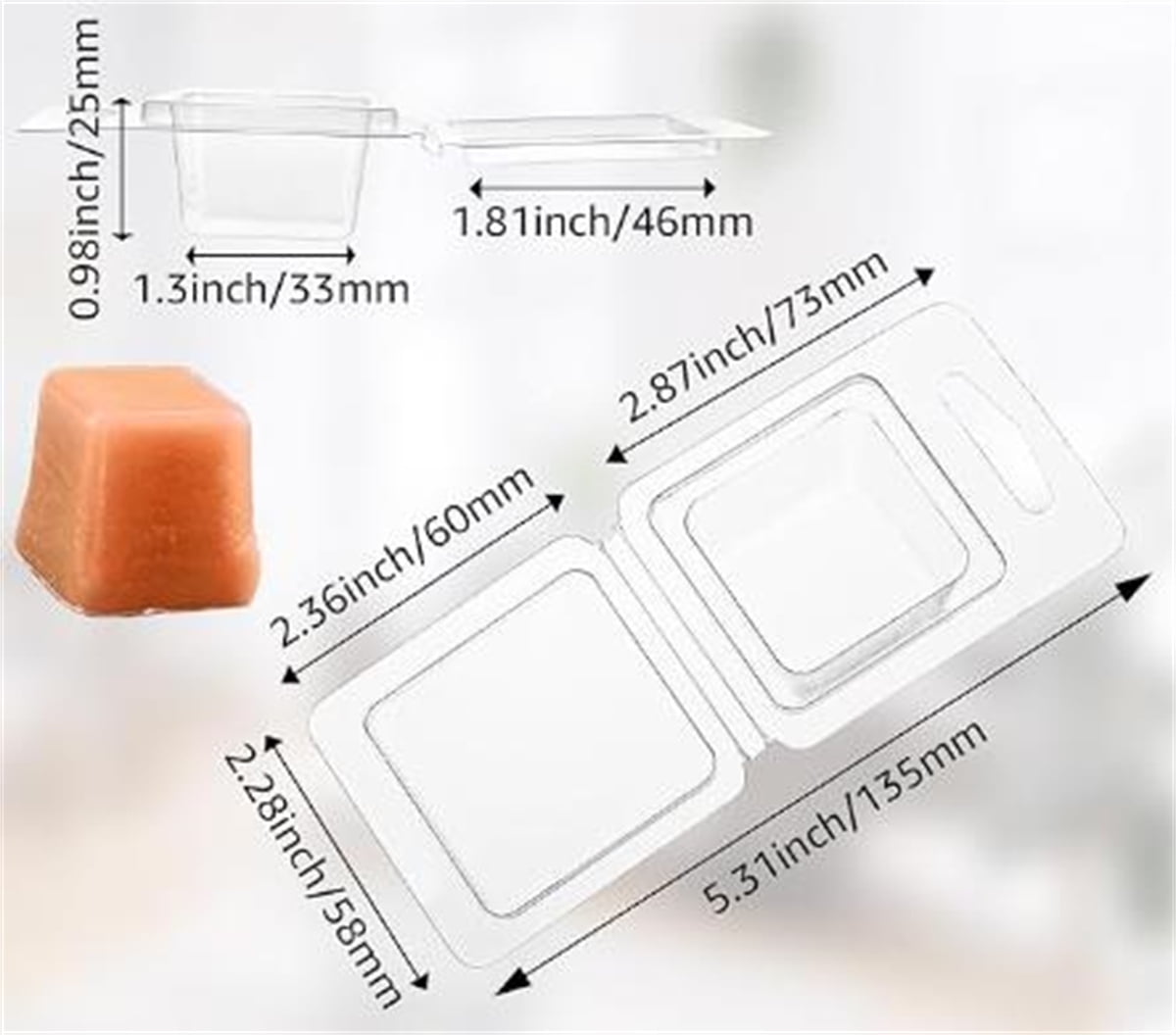 Wax Melt Clamshells Molds, 1.3oz Empty Plastic Wax Melt Container, Candle Molds, Chocolates Mold,Wax Melt Candles Soap Making, 50Pcs, Square