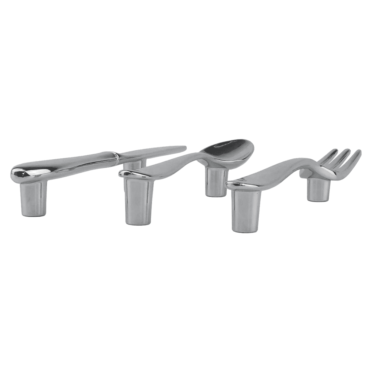 18 PCS Knife Spoon Fork Kitchen Cabinet Closet Drawer Pull Handles Knobs 3-Inch Center to Center (Silver)