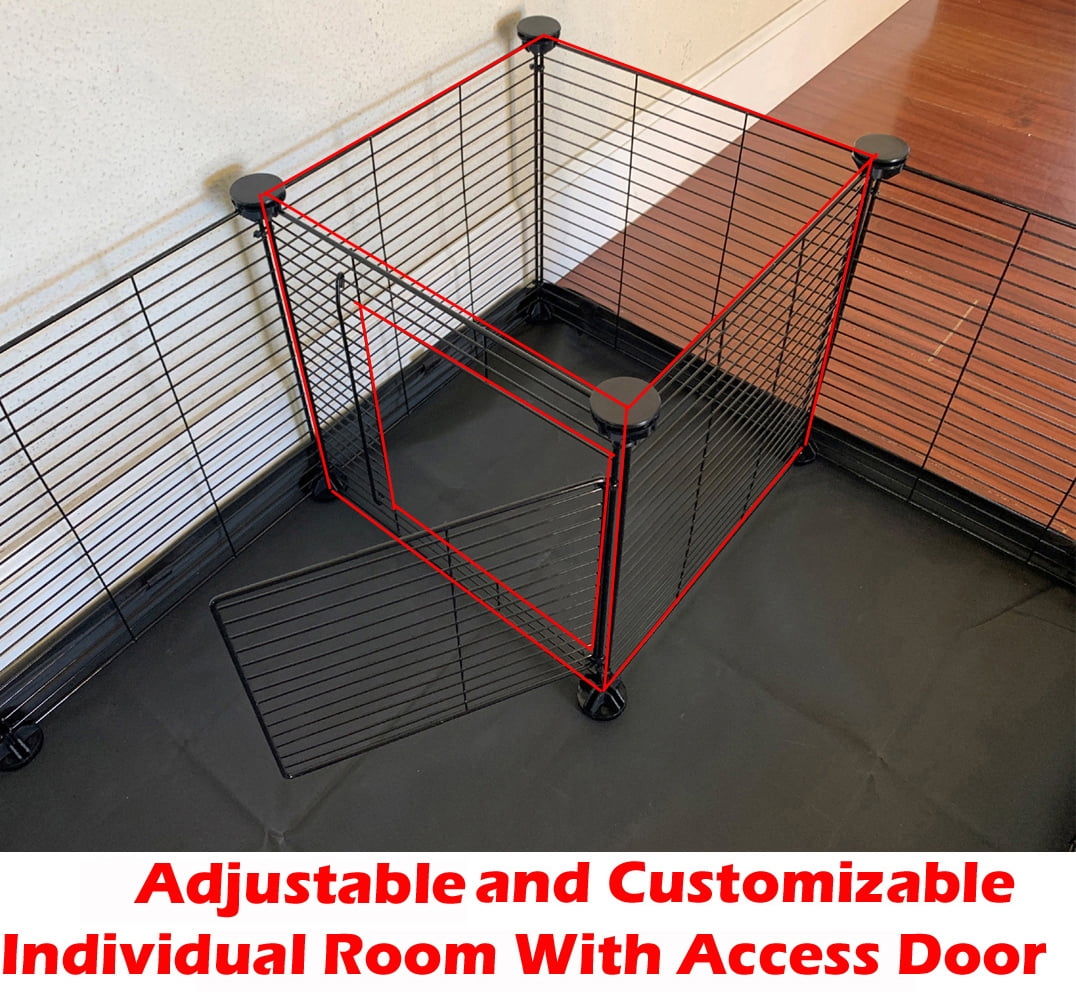 48" Extra Large Guinea Pig Playpen Yard Bunny Habitat Hamster Critters Play Ground With Center Divider Access Door Mouse Mice Gerbil Hedgehog Water-Proof Enclosure with Washable Canvas Bottom