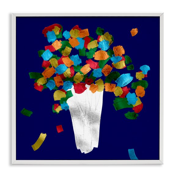 Stupell Industries Abstract Flower Vase Botanical & Floral Painting White Framed Art Print Wall Art, 17 x 17