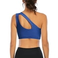 thumbnail image 5 of Women's One Shoulder Cut Out Tank Top Workout Padded Sports Bra Post-Surgery Bra Sexy Medium Support Fitness Running Bras, 5 of 6