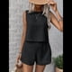thumbnail image 5 of Conjunto de 2 Piezas de de Verano para Mujer, Camiseta Sin Mangas con Cuello Redondo y Pantalones Cortos Elásticos de Cintura Alta. Negro XL, 5 of 8