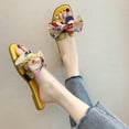 thumbnail image 2 of Leozcaa Women's Rainbow Bow Tie Flat Beach Sandals 2025 Vacation Open Toe Thong Summer Slides Shoes, 2 of 7