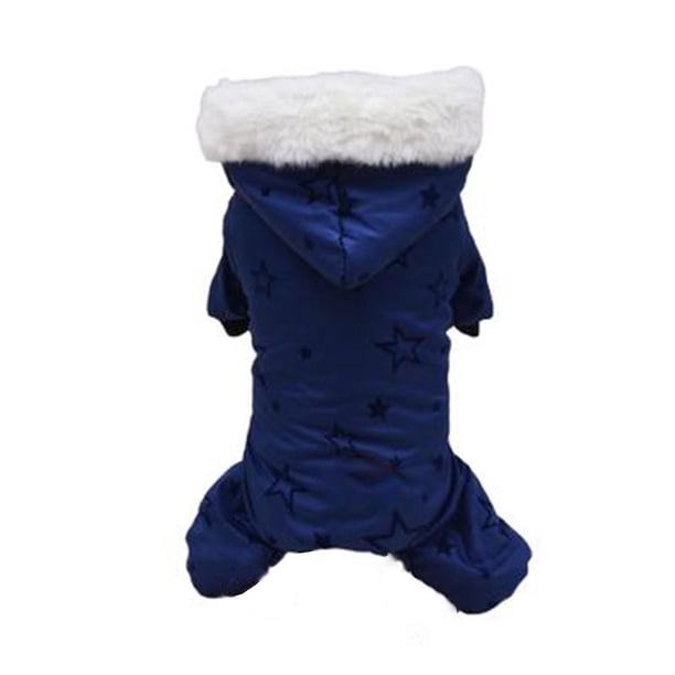 Ropa para mascotas con diseño de estrella azul para perros y gatos, talla S, abrigo de invierno de algodón grueso para actividades en interiores y exteriores, a prueba de viento y nieve