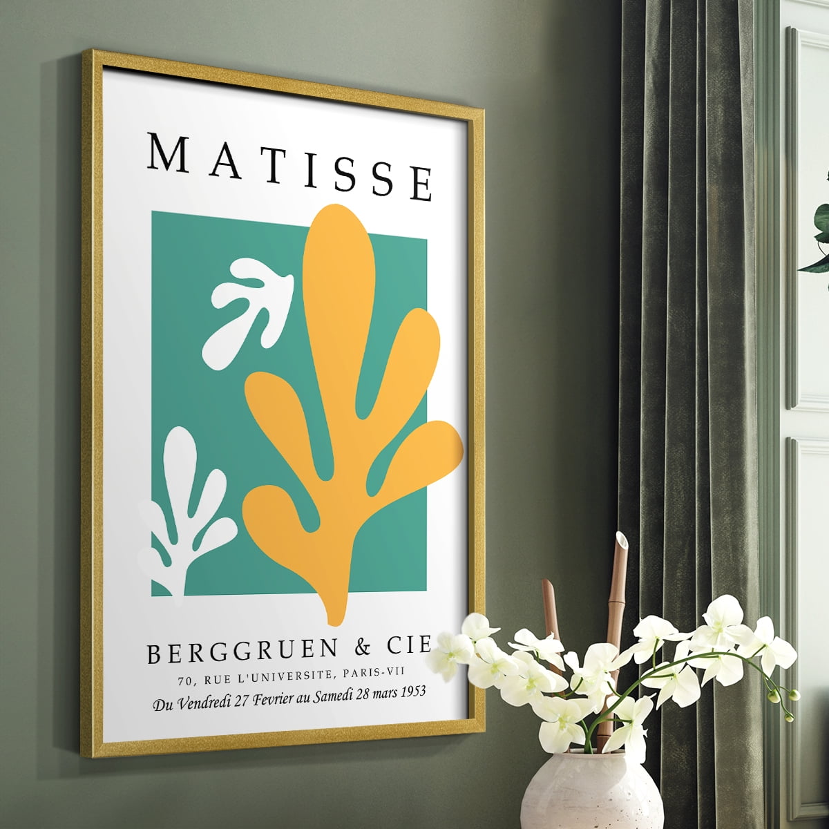 Matisse CDLXXIV in Gold Solid Wood Framed Print No Nail Hanging