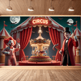 thumbnail image 5 of Colorful Theme Circus Banner Clown Design Decorative Elements Red Curtains Party Decoration Carnival for Kids Party Indoor Decoration Birthday Celebration, 5 of 9