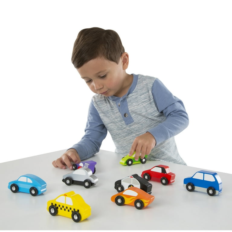 wood world 木製はたらく車 9台セット Melissa & Doug Wooden Cars Vehicle Set in Wooden Tray - 9