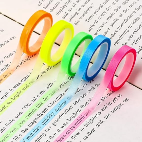 Highlighter Tape 5 Rolls Colored Transparent Marking Removable for Reading