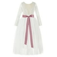 thumbnail image 2 of Ekidsbridal Girl Pageant Flower Girl Dress - Ivory Backless Lace A-Line Tulle with Rhinestone Sash 290R3-A (Size: M-10), 2 of 3