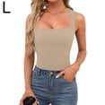 thumbnail image 1 of 2025 New Amazon Summer New Women'S Square Neck Sleeveless Double Layer Vest Basic Tight T-Shirt, 1 of 1