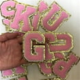thumbnail image 4 of Cheers.US English Letter Iron On Repair Patches Alphabet Sewing Appliques Clothing Badges, with Gold Glitters Border, 4 of 7