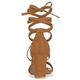 thumbnail image 2 of BLISSFUL STEP Women's Strap Block Heel Lace Up Sandals Brown 9, 2 of 7