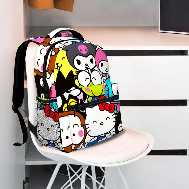 Sanrio Backpack Cute Anime Canvas Merch Backpack Kawaii Animals Cat Backpacks For Large Capacity Leisure Bags Travel Hiking Day Packs Gifts