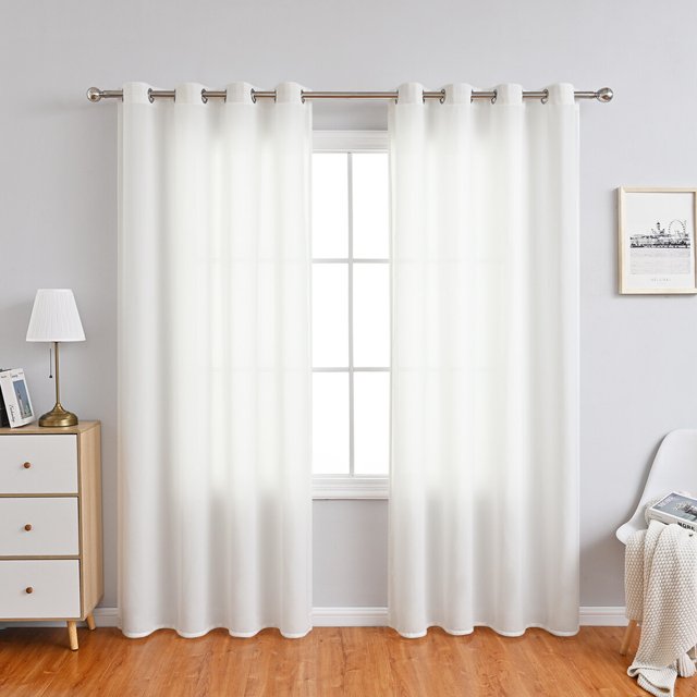 Aoresac 2PC Curtains Household Blackout Phantom Veils Translucent Light Transmission Protect Privacy Can be Worn Rods