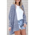 thumbnail image 2 of Hollow-Out Women Knit Kimono Caridgan Open Front Loose Sweater Coat, 2 of 4