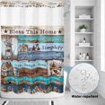 thumbnail image 2 of No Hook Shower Curtain, Rustic Star Farm Shower Curtains for Bathroom with See Through Top Window, American Country Berry Wood Grain Waterproof & Washable Bath Curtain Extra Long 72"x84", 2 of 9