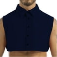 thumbnail image 3 of Alvivi Men's Detachable Fake Collar Botton Down Half Shirts Solid Casual T-Shirt Lapel Blouse Top Navy Blue XL, 3 of 7