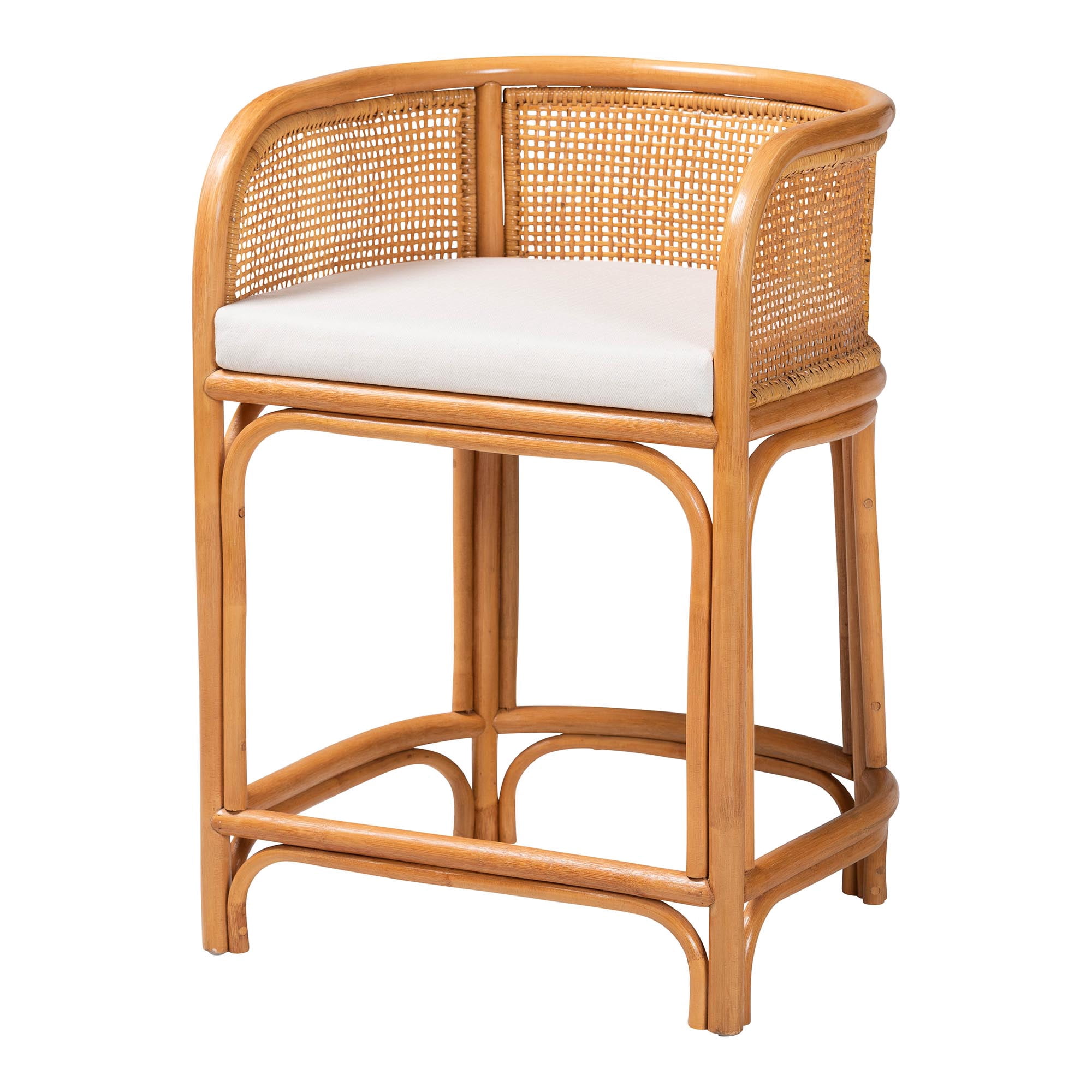bali & pari Aria Boho Counter Stool, Counter Height, Light Honey