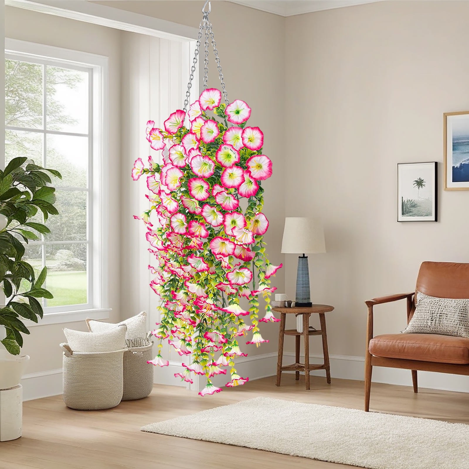 Clearance Under $5 Boovnll Hanging Flowers, Artificial Ipomoea Nil Hanging Plants, Lifelike Flowers, No Fade, Artificial Flowers for Indoor/ Outdoor Wedding, Party, DIY Tables Decor, Fake Flowers
