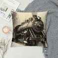 thumbnail image 2 of GOSMITH  Steam Engine Throw Pillow Cushion Cover, Antique Northern Express Train Canada Railways Photo Freight Machine Print, Decorative Square Accent Pillow Case Black Grey, 2 of 5
