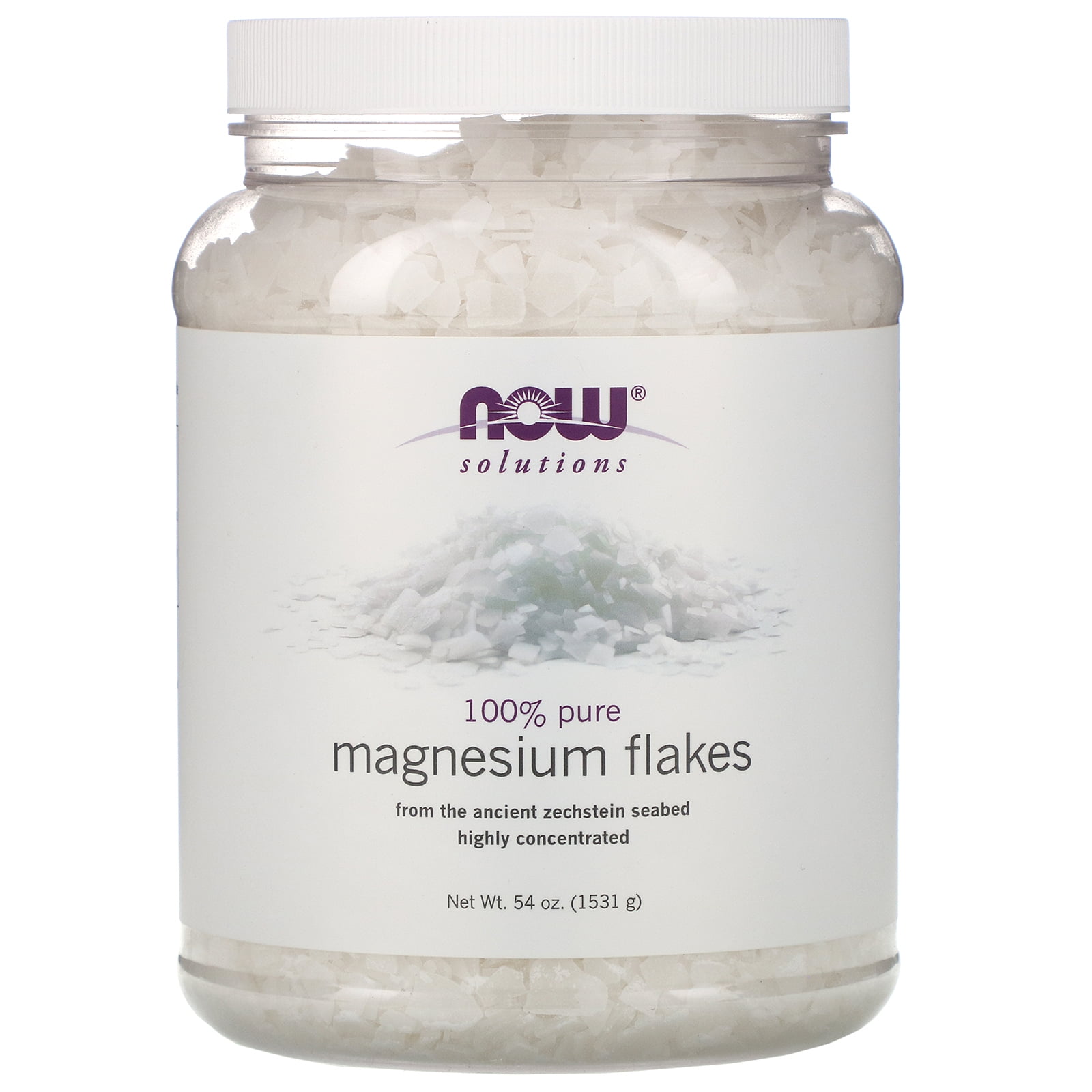 Solutions, Magnesium Flakes, 100 Pure, 3.37 lbs (1531 g), NOW Foods