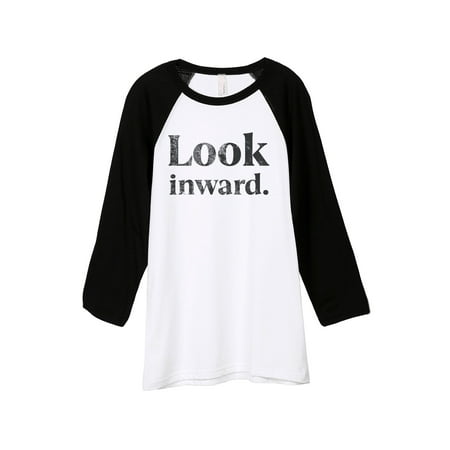 Look Inward Unisex 3/4 Sleeves Baseball Raglan T-Shirt Tee White Black
