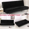 thumbnail image 2 of SHANNA Velvet Futon Cover Stretch Armless Sofa Bed Slipcover Full Size Couch Cover Thick Velvet Fabric Sofa Shield Futon Cover ( Black ), 2 of 8