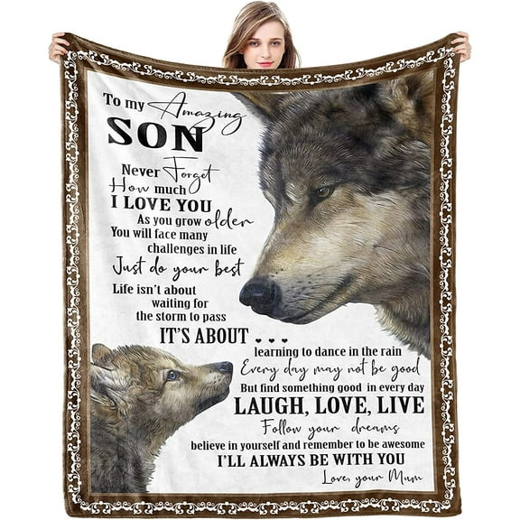 Son Gifts from Mom Blanket Gifts for Son from Mom Son Blanket from Mom to My Son Blanket from Mom Birthday Valentines Day Graduation for Son Him Boy Throw Bed Blanket