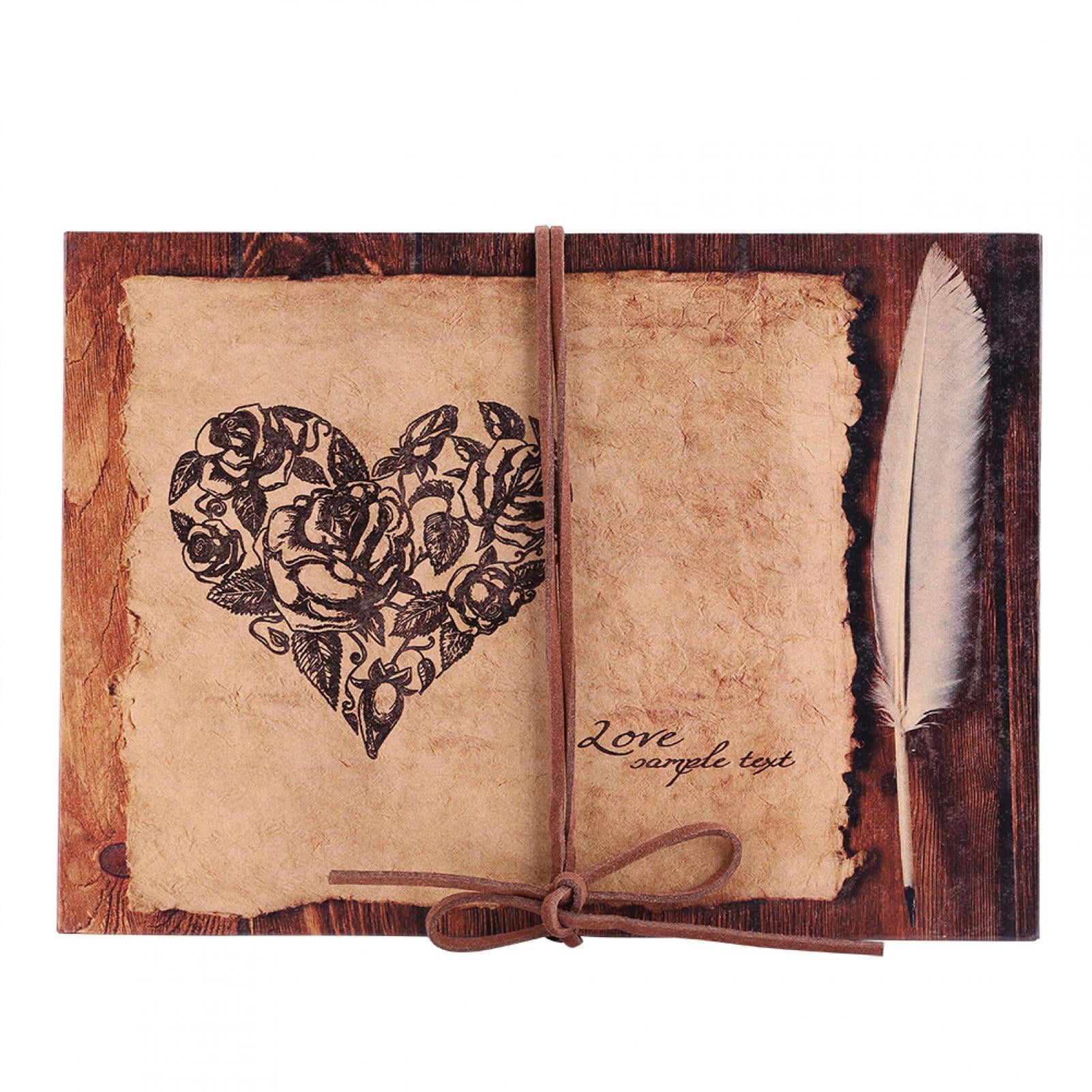 Vintage Hand Tooled Brown Leather Floral Heart Photo Album Scrapbook