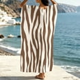thumbnail image 3 of Dvprdro Womens Casual Beach Maxi Dress V Neck 3/4 Sleeve Moire Print Side Slit Loose A Line Flowy Bohemian, 3 of 8