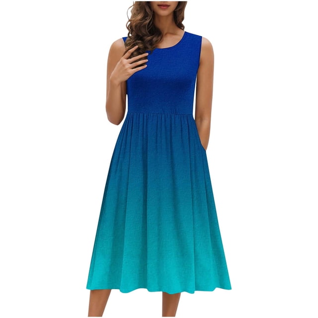 Taqqpue Robes d'Été Noires pour Femmes 2025 Robe Décontractée Ample Sans Manches Col Rond Ligne A Maxi Robe de Plage Voyage Vacances