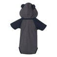 thumbnail image 3 of Fine Jersey Infant Short Sleeve Raglan Bodysuit with Hood & Ears , Vintage Navy / Navy , 12M, 3 of 5