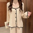 thumbnail image 2 of Conjunto de pijama de franela de manga larga para mujer, ropa de dormir cálida con volantes, ropa de dormir de terciopelo, ropa de casa suelta, Invierno, 2 of 4