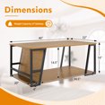 thumbnail image 4 of 2 Tier Rectangle Coffee Table with Storage Shelf and Compartment, Industrial Accent Table for Living Room,Natural, 4 of 8