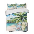thumbnail image 2 of Summer Beach Full Size Down Alternative Comforter, Lightweight Comforter Quilt Bedding Set with Pillow Shams Tropical Coastal Palm Tree Surfboard All Seasons Bed Comforter Duvet Insert 78"x90", 2 of 7