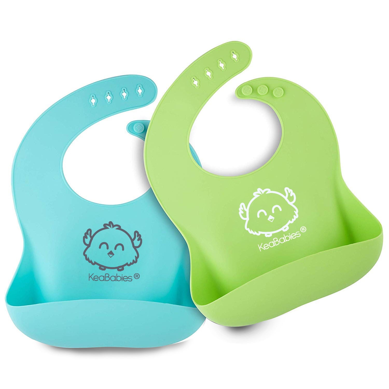 Smiling Blue Cutebaby Silicone Bibs for Babies & Toddlers with waterproof Pouch 