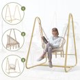 thumbnail image 2 of EUROCO 45.7"L Hammock Chair with Stand Indoor Outdoor, Hanging Chair, Handmade Swing Chair with Macrame, Heavy Duty Steel Hanging Base for bedroom Balcony Patio, Capacity 500LBS, 2 of 7