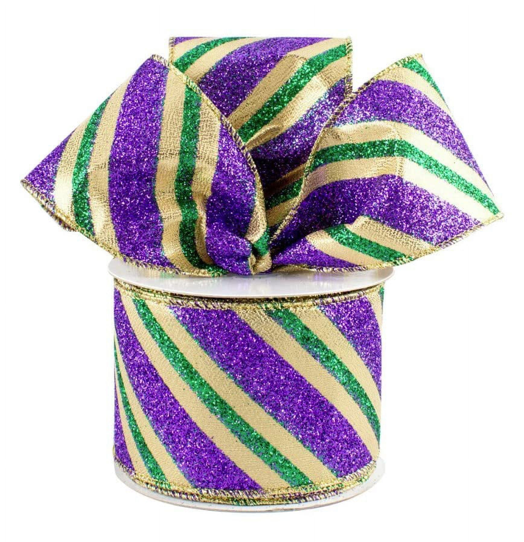 Metallic Stripe Mardi Gras Bow - available in 2 sizes - Package Perfect Bows