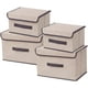 thumbnail image 1 of Caja de almacenamiento de tela plegable con tapas, juego de 4 cajas diferentes para ropa, decoración, ropa interior, juguetes, revistas, 1 of 4