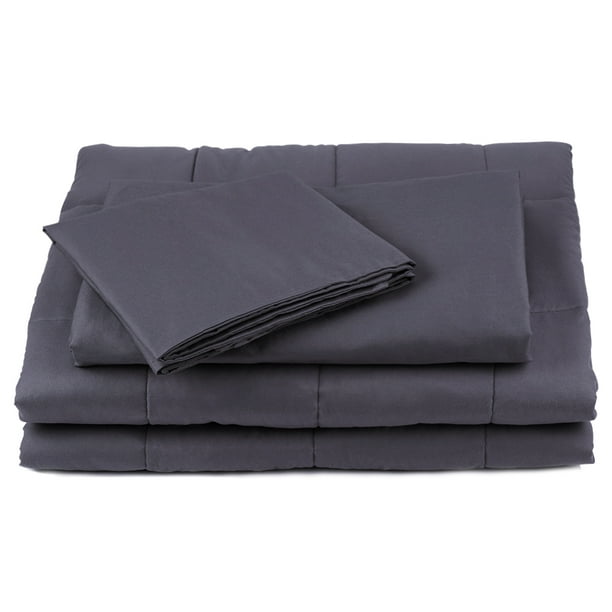 Gray Cotton Duvet Cover for 60x80 Weighted Blanket with 2 Pillowcases